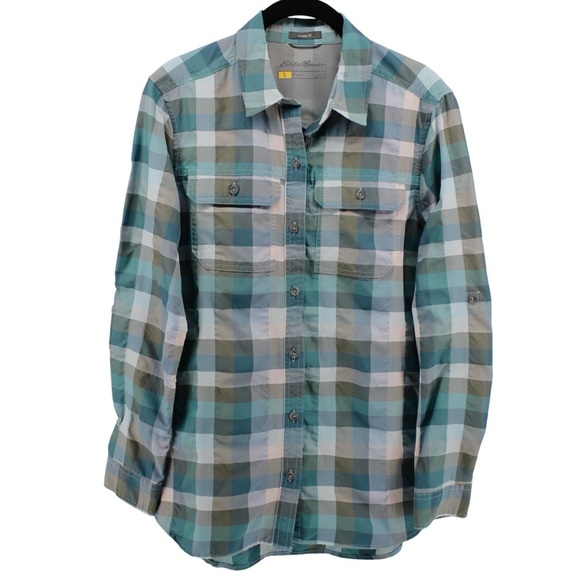 Eddie Bauer Plaid Button-Up Shirt Gorpcore Outdoors Camping Hiking Size S - Picture 2 of 8